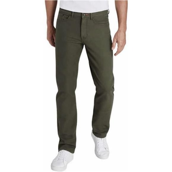 Weatherproof Vintage Fleece Lined Stretch Canvas Pants Olive Branch Men's NWT - Picture 1 of 4